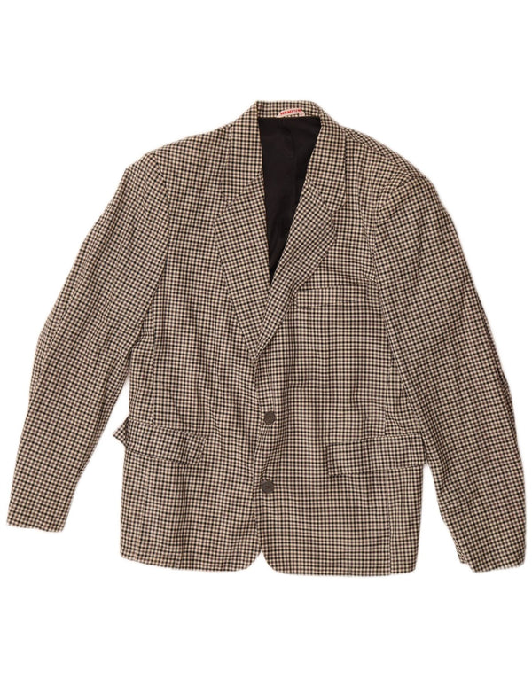 Giacca blazer da uomo a 2 bottoni Wampum UK 38 a quadretti grigio medio