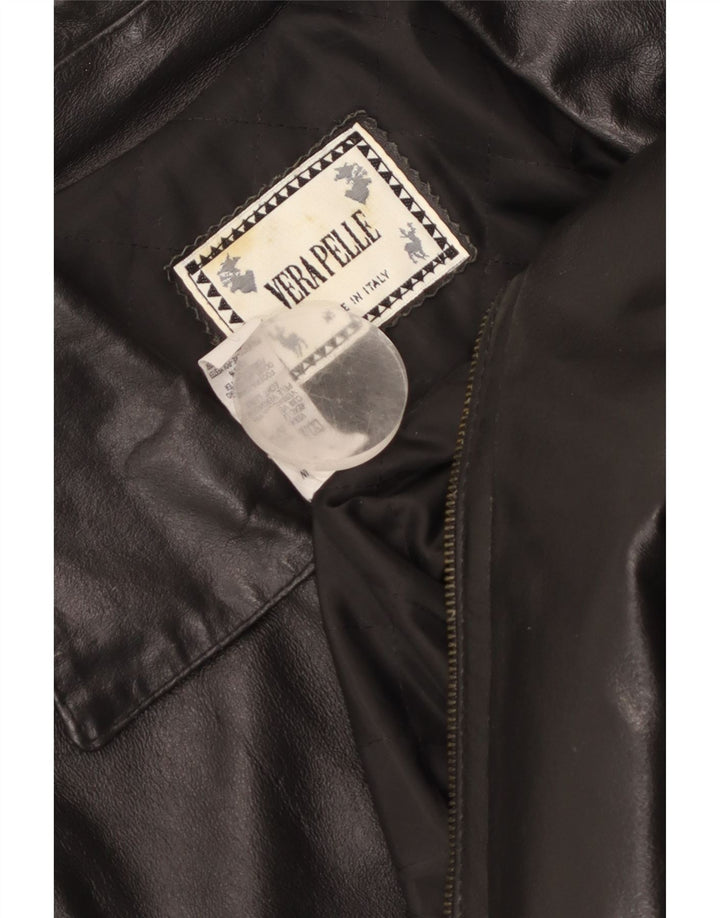 Giacca bomber in pelle da uomo vintage UK 42 2XL Pelle nera