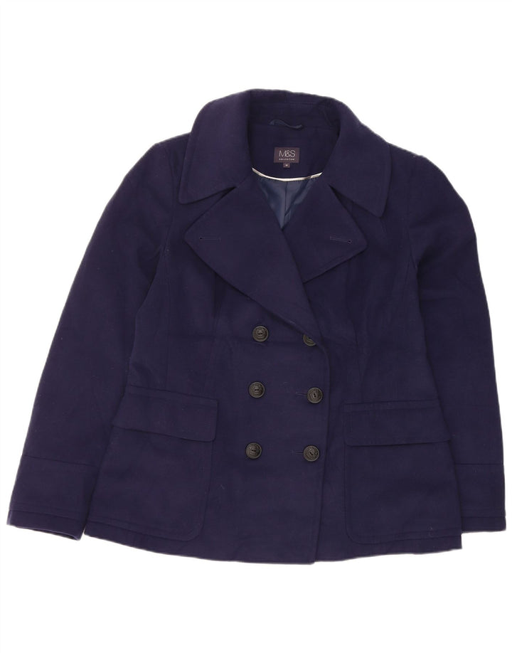Cappotto da marinaio da donna Marks & Spencer UK 14 poliestere medio blu navy
