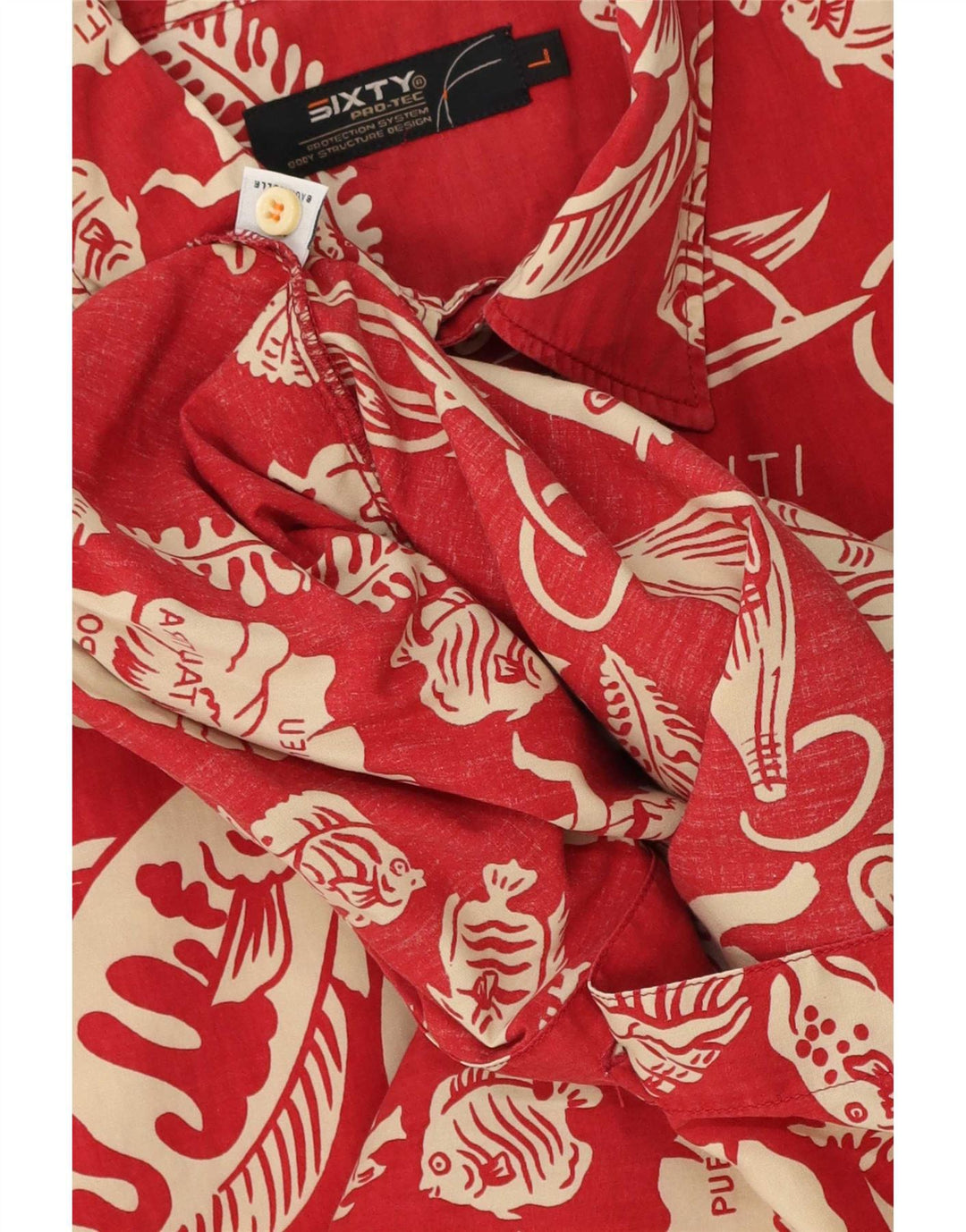 Sixty Camicia a maniche corte da uomo in cotone floreale rosso grande