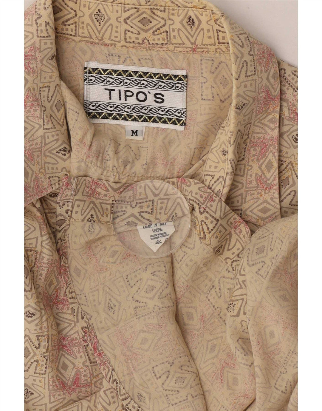 Camicia a maniche corte da uomo Tipo' S Rayon geometrico beige medio