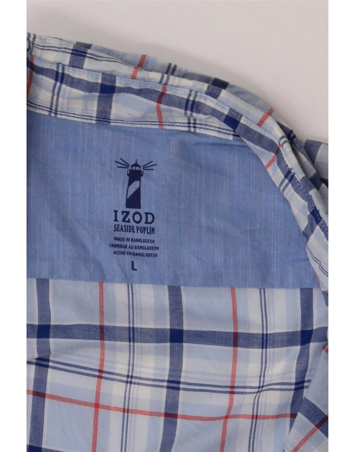 Camicia a maniche corte da uomo Izod a quadri blu grandi