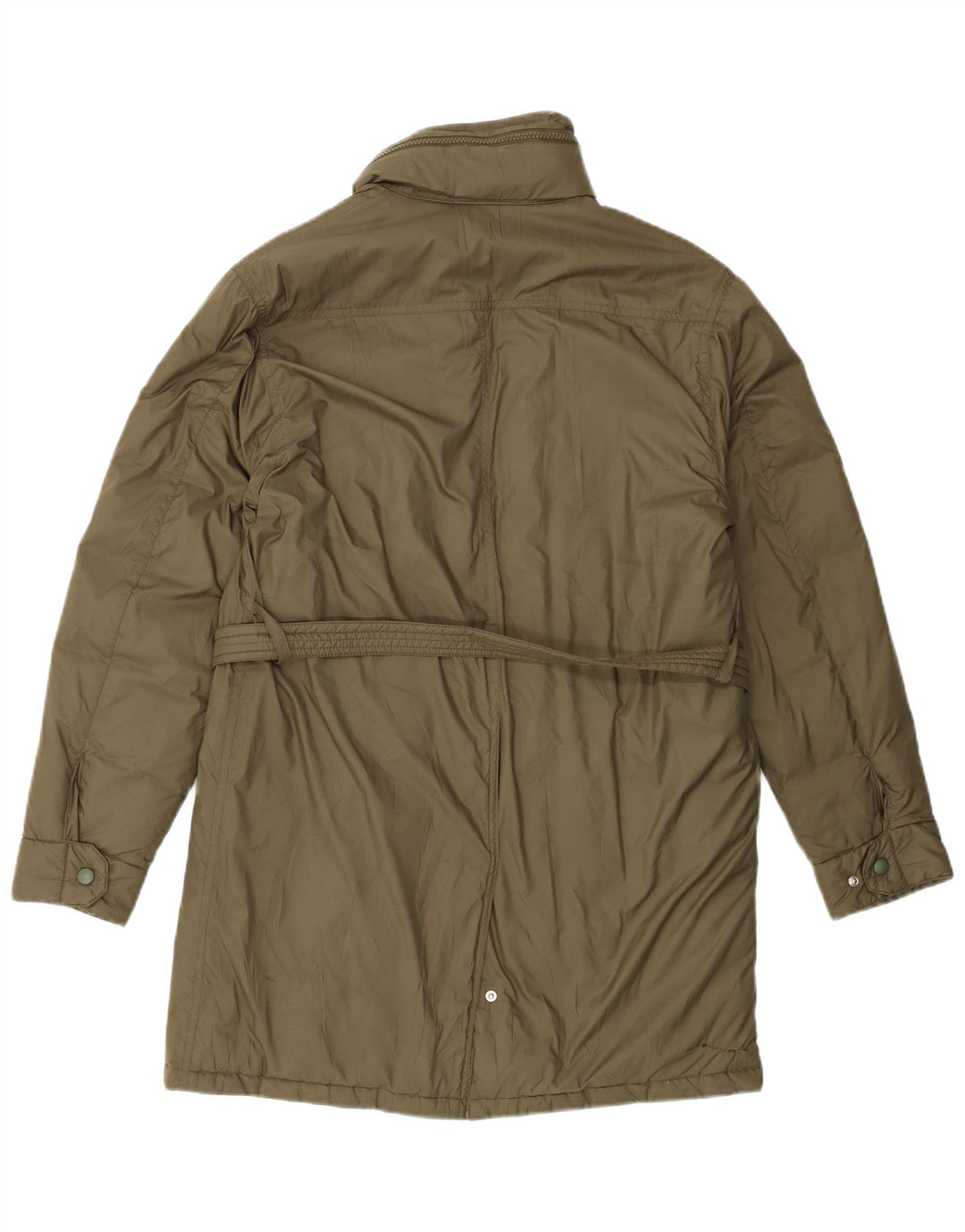 ALBERTO ASPESI Cappotto imbottito con cappuccio da donna UK 14 Poliestere kaki medio