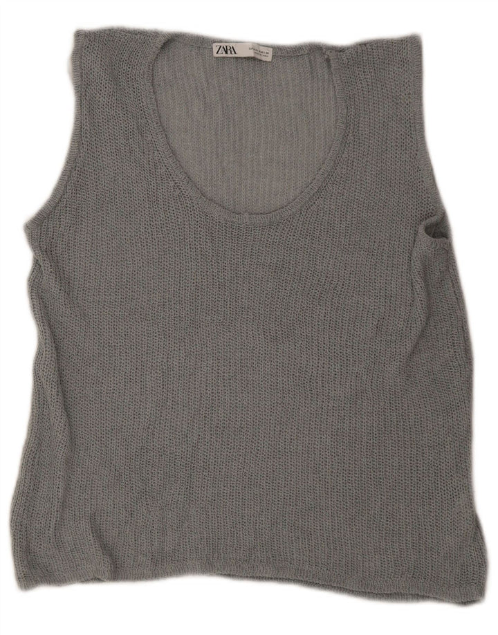 Canotta oversize da donna Zara UK 14 Acrilico grigio medio