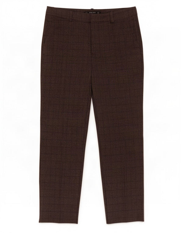 Pantaloni corti da donna Zara medi W28 L25 poliestere scozzese marrone