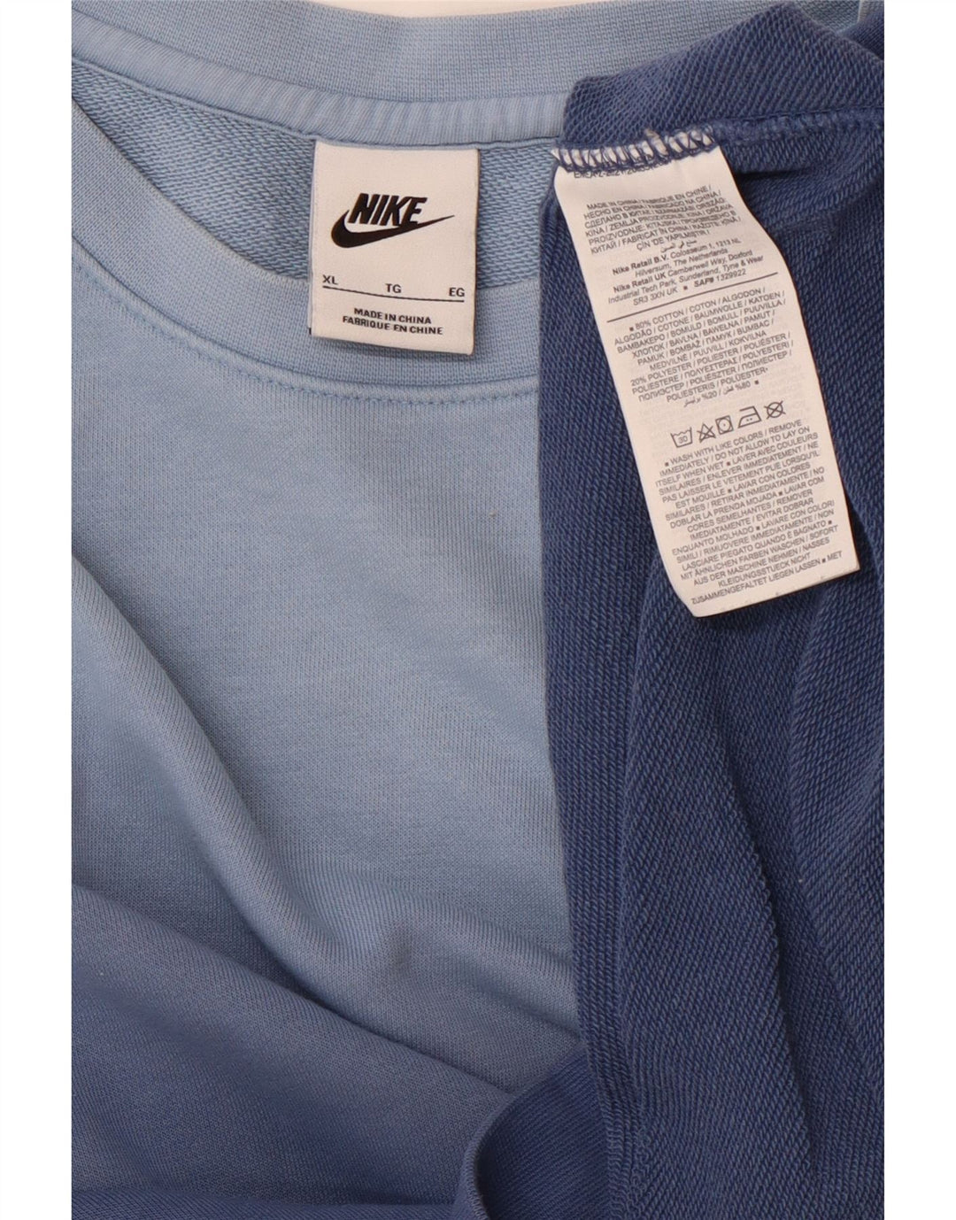 NIKE Felpa da uomo Maglione XL Blu Colourblock in cotone