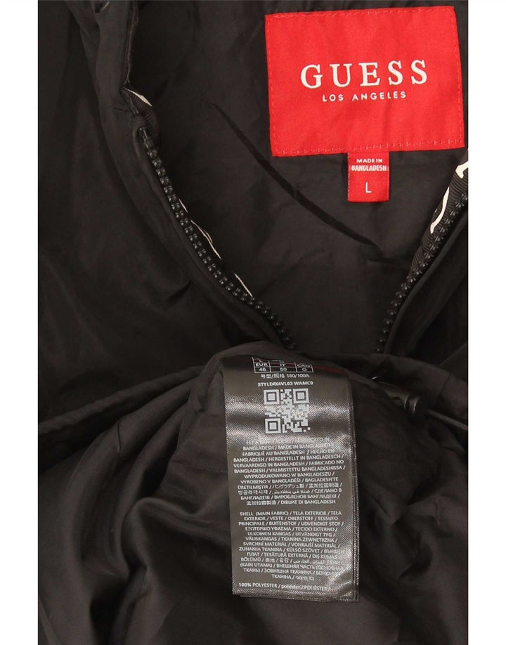 Guess Giacca antipioggia da uomo con cappuccio UK 40 Large Nero Poliestere
