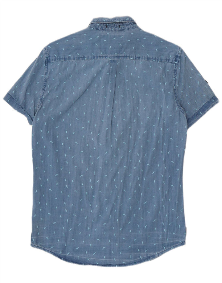 Camicia da uomo a maniche corte con vestibilità regolare Superdry, in cotone maculato blu