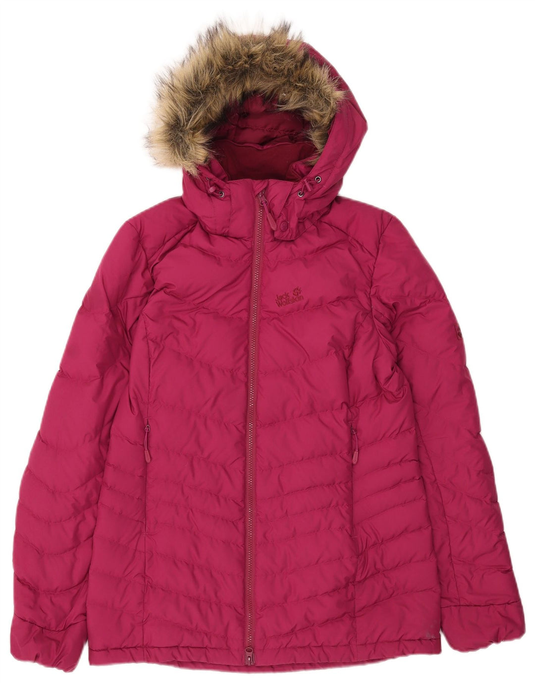 Giacca imbottita con cappuccio da donna Jack Wolfskin UK 8/10 piccola poliestere rosa