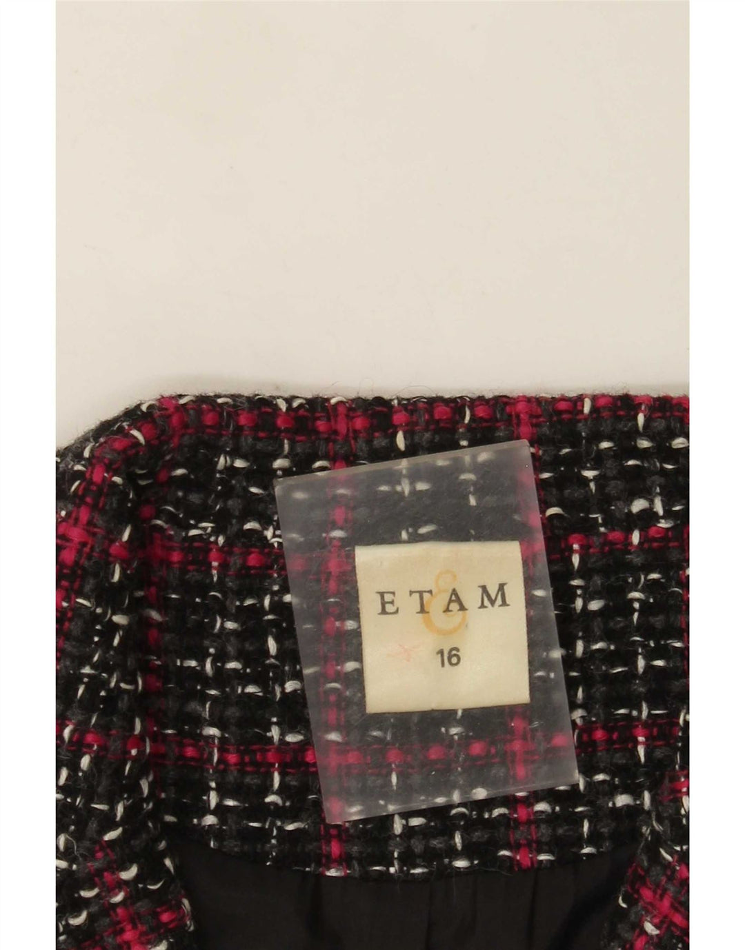 Giacca blazer da donna a 4 bottoni Etam UK 16 grande viscosa a quadri neri