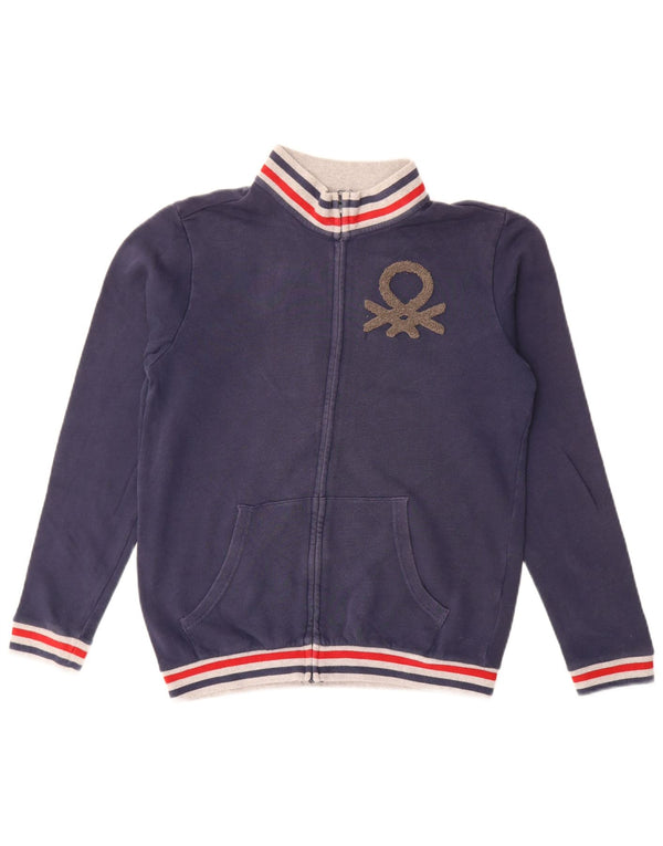 Giacca da ginnastica grafica da bambino Benetton 13-14 anni XL in cotone blu navy