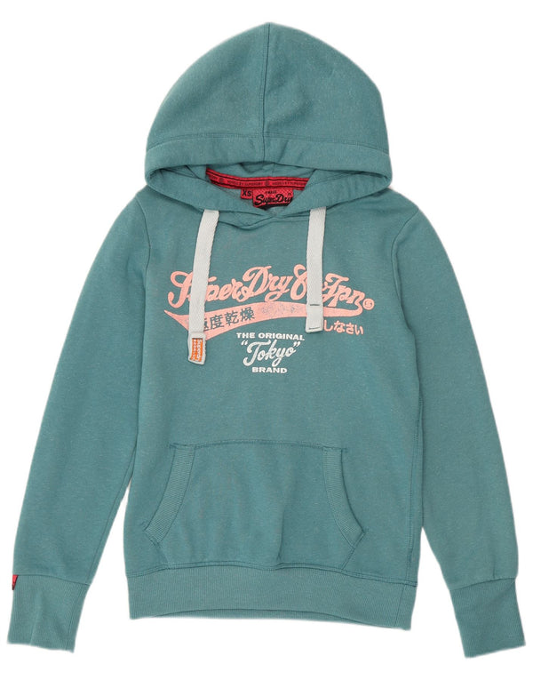 Felpa con cappuccio da donna con vestibilità ampia grafica Superdry UK 6 XS poliestere turchese