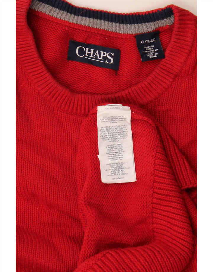 Maglione maglione girocollo da uomo Chaps XL in cotone rosso