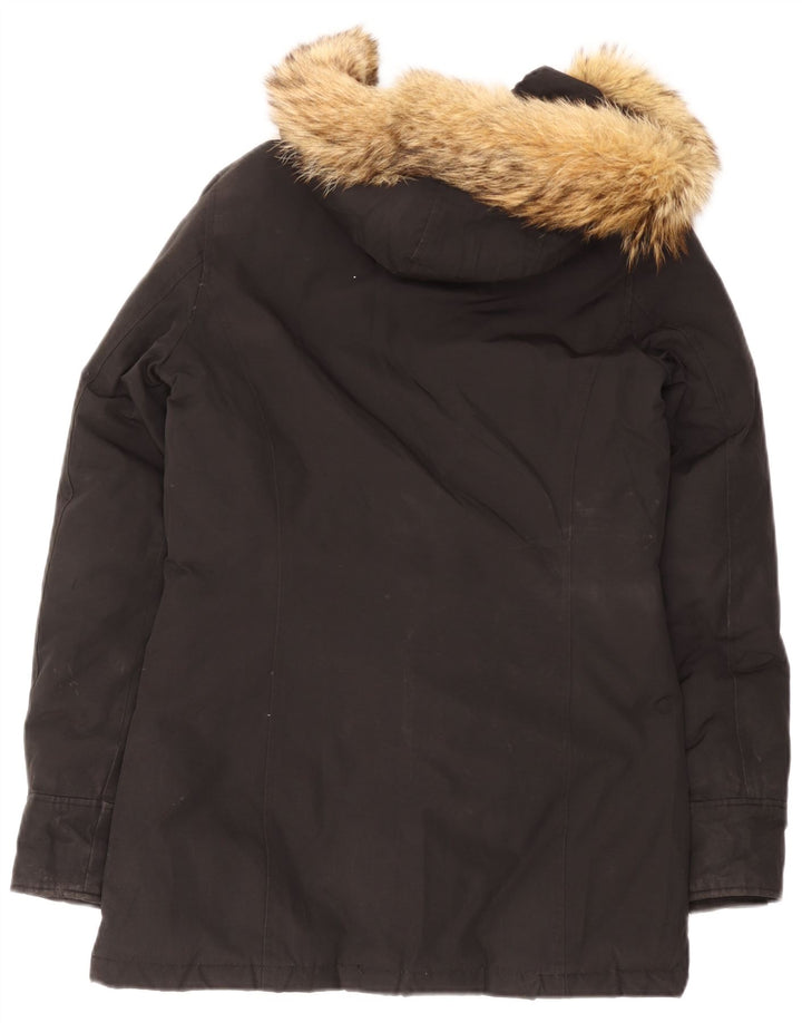 Giacca imbottita con cappuccio da donna Woolrich UK 10 piccola cotone nero