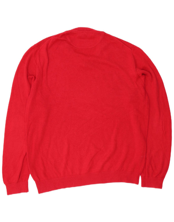 Crew Clothing Maglione da uomo con scollo a V XL in cotone rosso