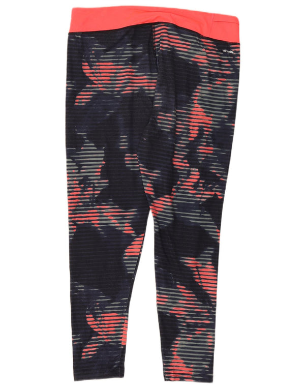 Leggings ADIDAS Climalite da donna UK 16/18 Grande blu navy floreale