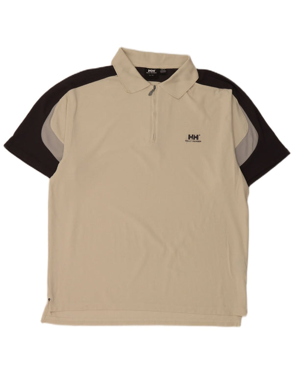 Polo da uomo Helly Hansen XL in nylon color block bianco sporco