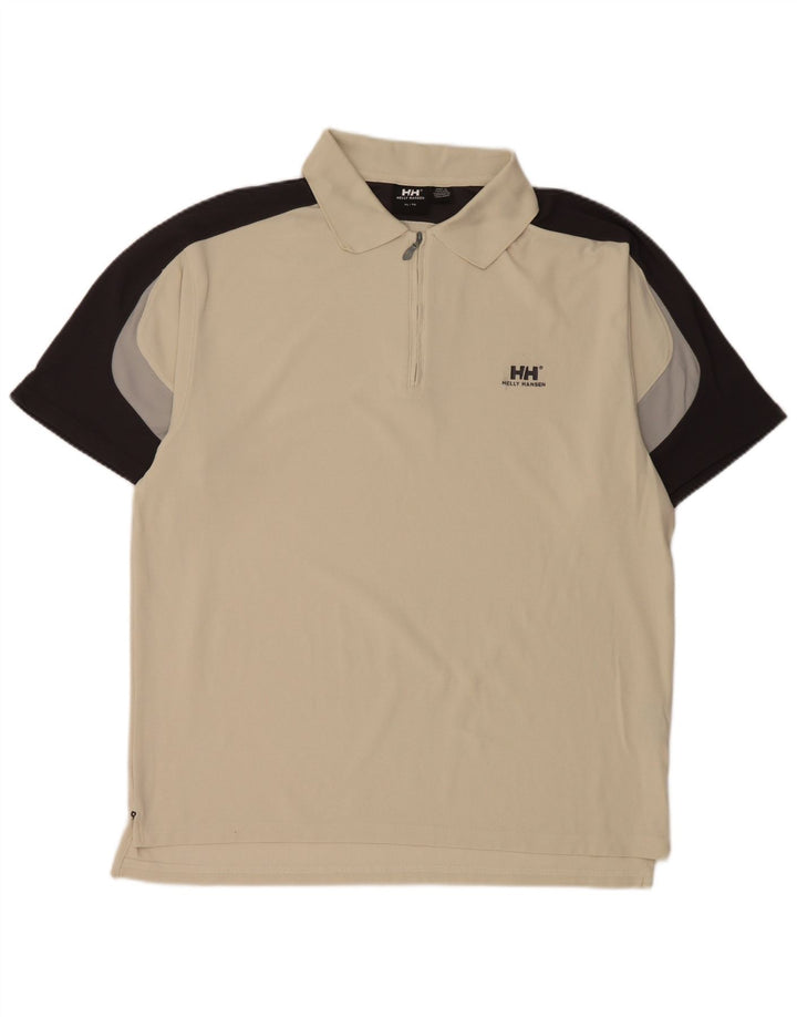 Polo da uomo Helly Hansen XL in nylon color block bianco sporco