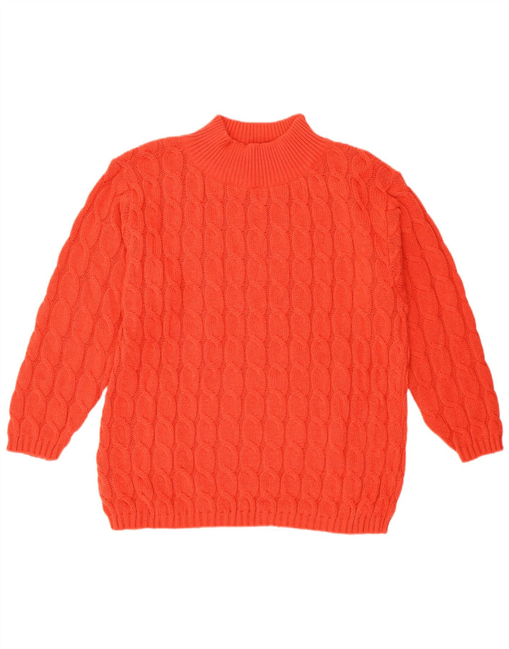 Maglione maglione collo alto da donna VINTAGE UK 14 lana rossa media