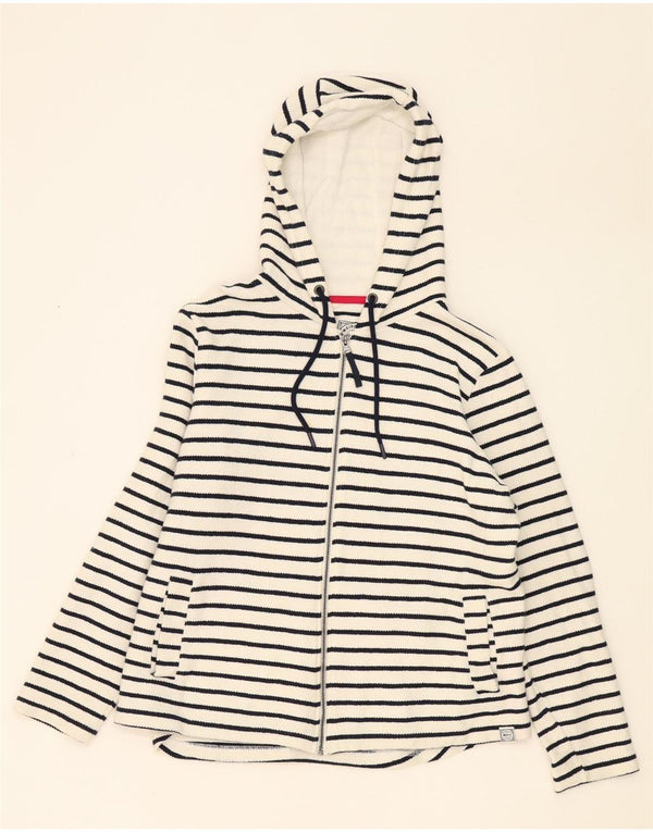 Maglione con cappuccio e zip da donna Weird Fish UK 16 Grande cotone a righe bianche