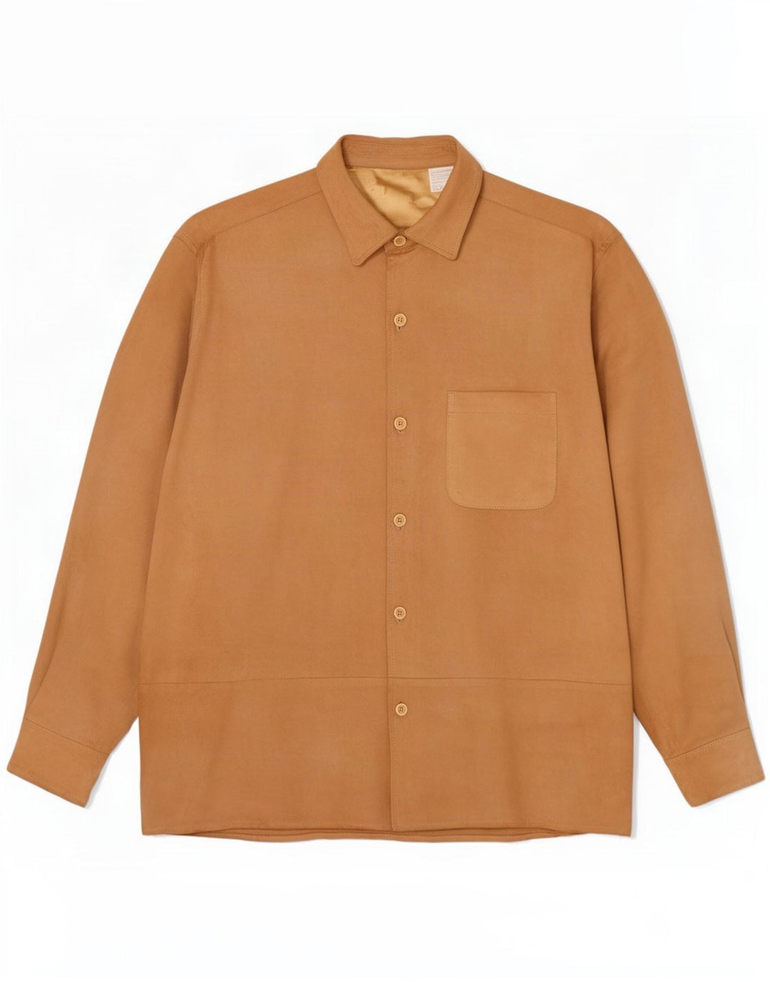 Camicia vintage da uomo in pelle scamosciata grande in pelle beige