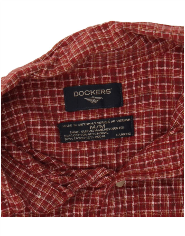 Camicia da uomo a maniche corte Dockers in cotone a quadri rossi medi