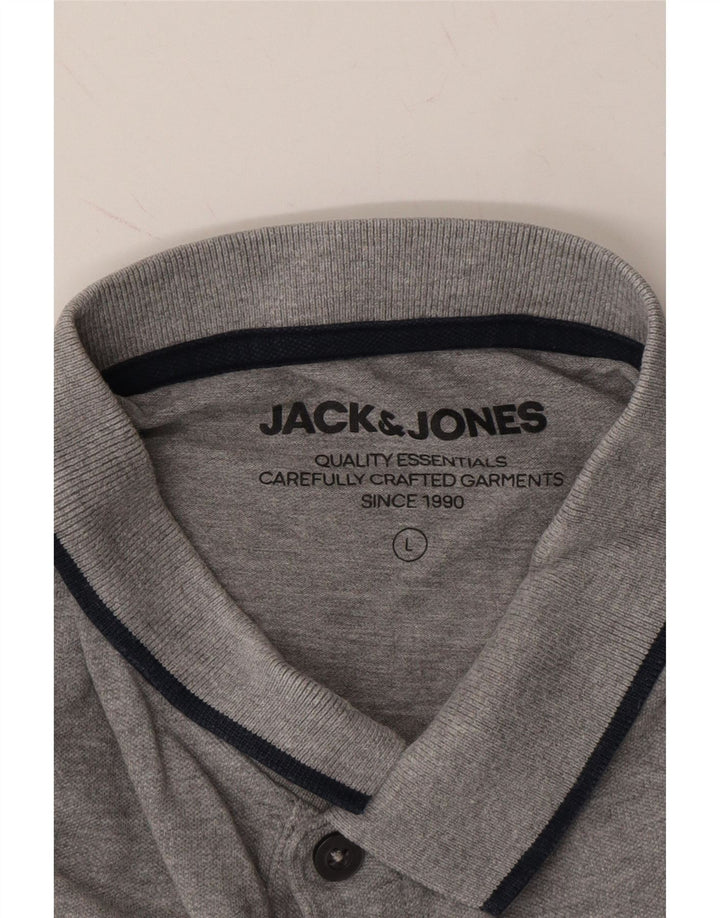 JACK & JONES Mens Polo Shirt Large Grey Cotton Vintage Jack & Jones and Second-Hand Jack & Jones from Messina Hembry 