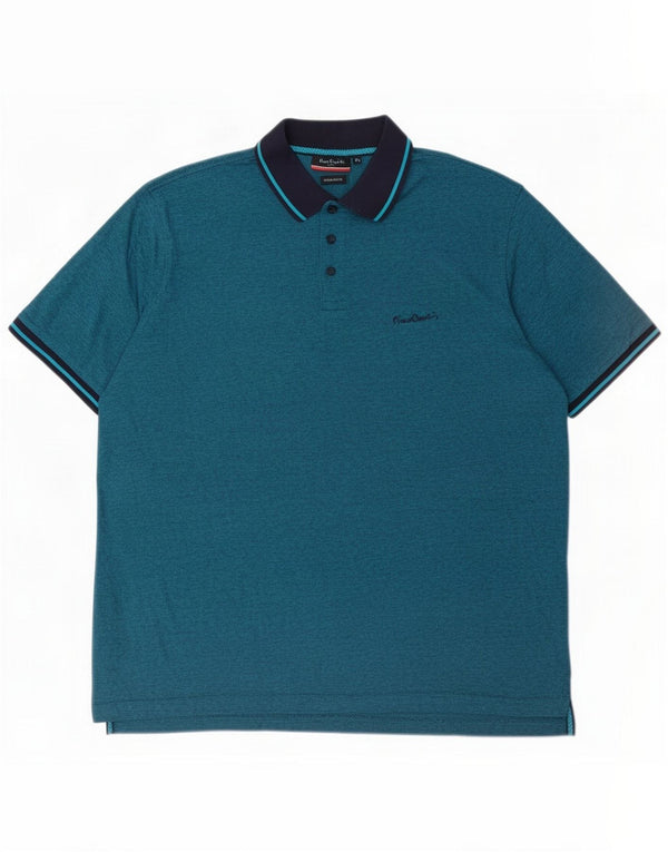 Polo da uomo vestibilità regolare Pierre Cardin 3XL cotone gessato blu