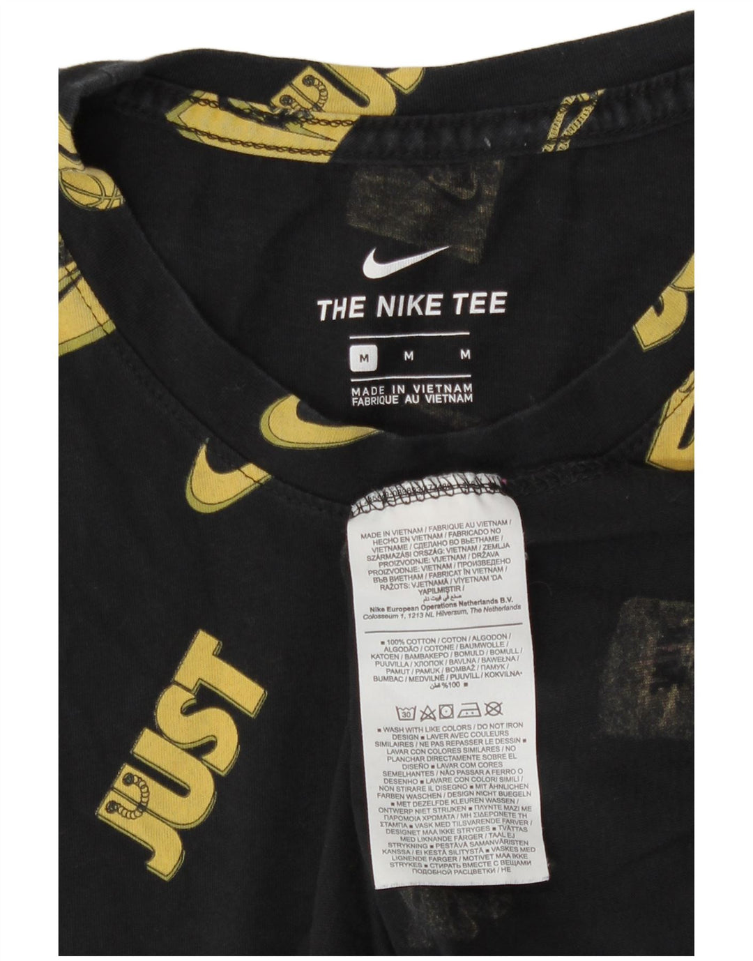 T-shirt grafica da uomo Nike Top in cotone geometrico nero medio