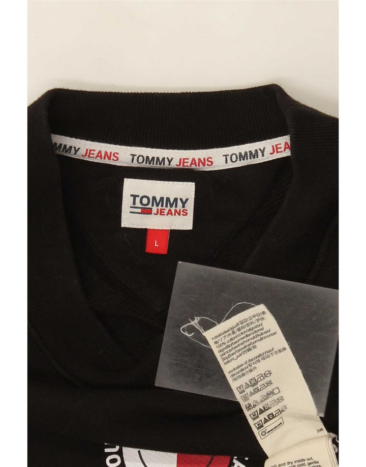 Tommy Hilfiger Felpa grafica da uomo Maglione grande cotone nero