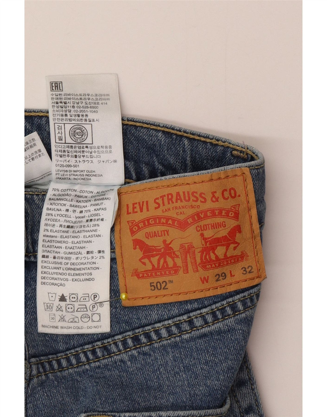 Levi's Uomo 502 Jeans affusolati W29 L32 Cotone blu