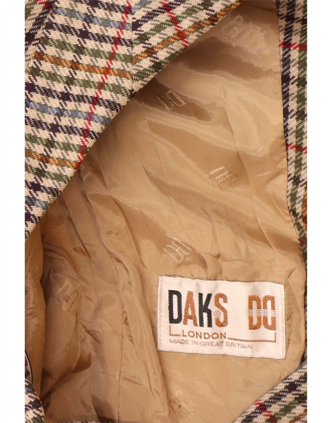 Giacca blazer da donna a 2 bottoni vestibilità ampia DAKS UK 10 piccolo pied de poule beige