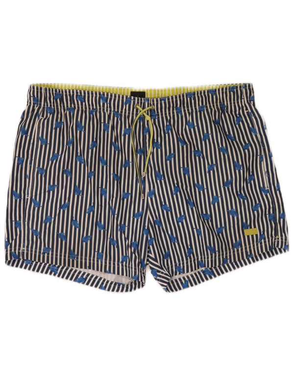 Pantaloncini da bagno da uomo Hugo Boss grandi a righe blu