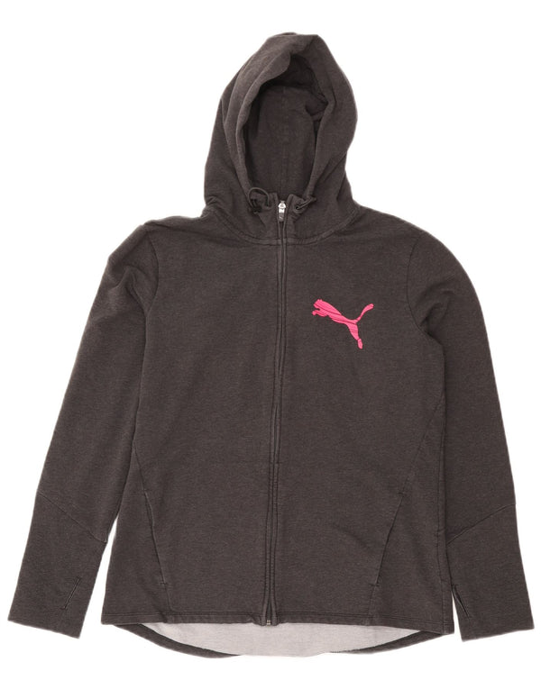 Felpa con cappuccio e zip da donna Puma UK 16 grande cotone grigio