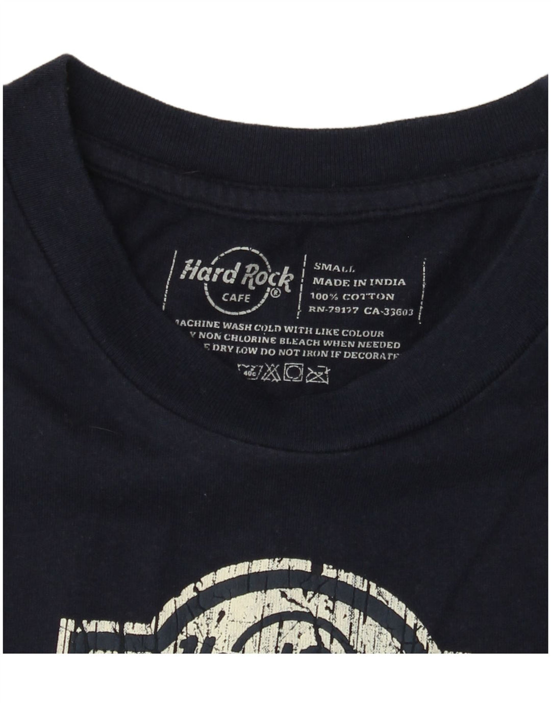 T-shirt grafica da uomo Hard Rock Cafe Amsterdam Top piccola in cotone blu navy