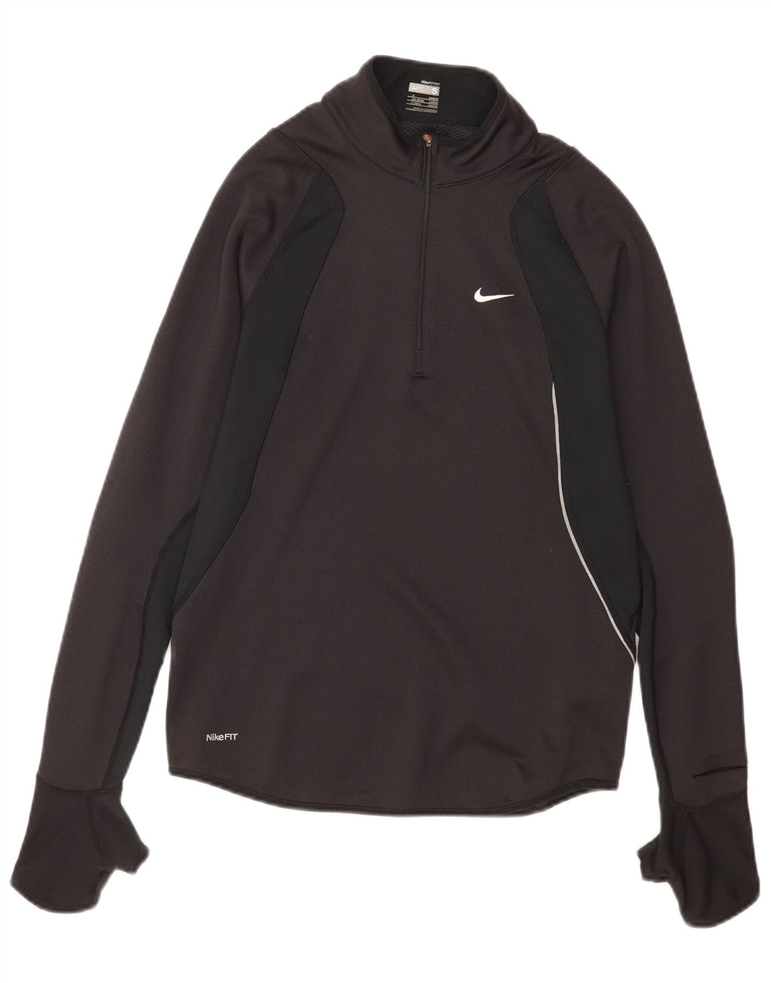 Maglia da tuta pullover con zip e collo da uomo Nike UK 36/38 Small Black Colourblock