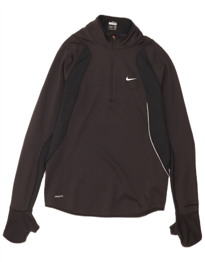 Maglia da tuta pullover con zip e collo da uomo Nike UK 36/38 Small Black Colourblock