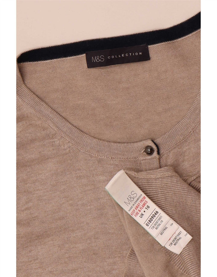 Maglione cardigan da donna Marks & Spencer UK 16 Large Beige Viscosa