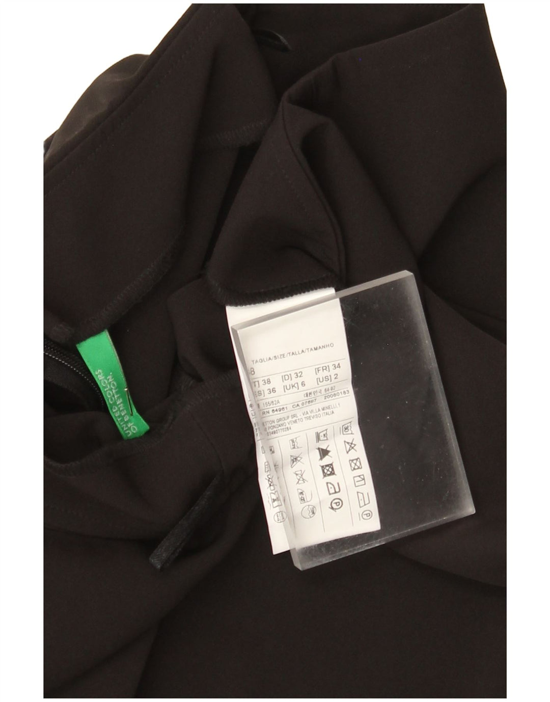 Gonna a trapezio da donna Benetton UK 6 XS W24 poliestere nero