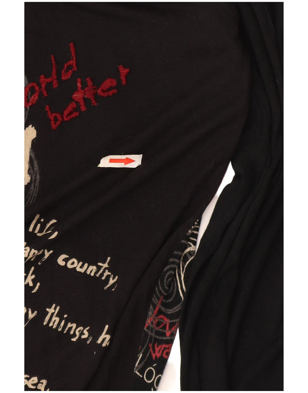 Desigual Tunica Grafica da Donna Top Piccola Farfalla Nera