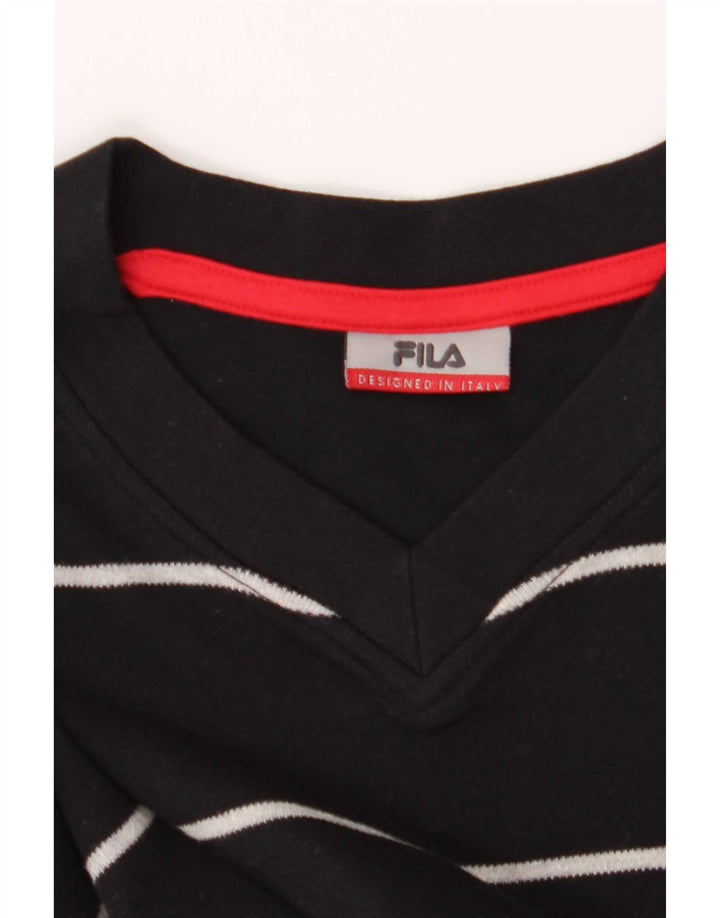 Fila Regular Top da uomo a maniche lunghe in cotone a righe nere medie