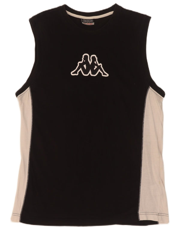 Canotta grafica da uomo Kappa XL in cotone color block nero