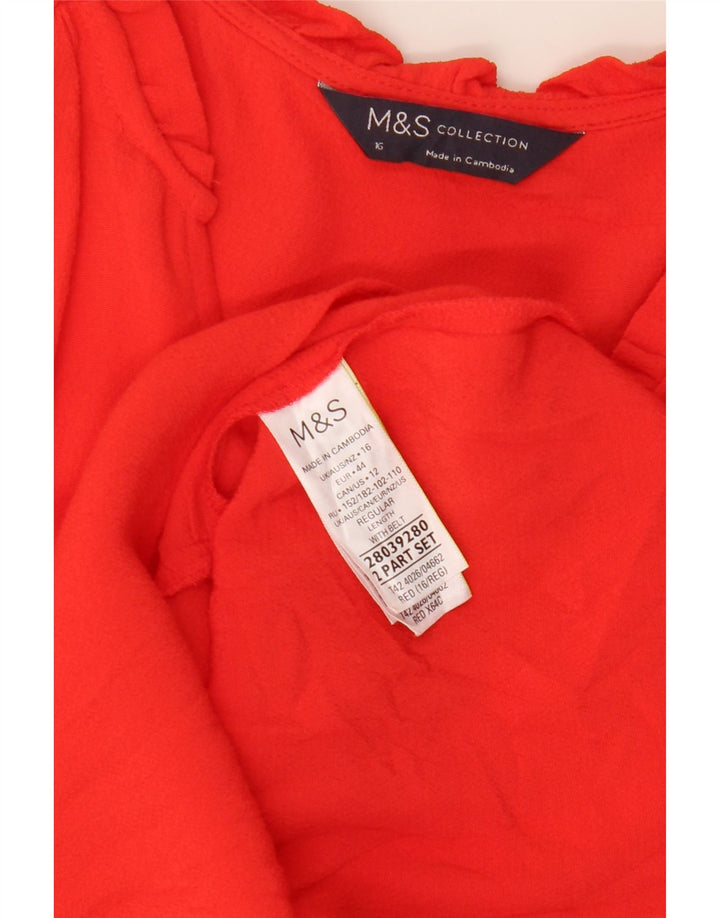 Abito a trapezio oversize a maniche lunghe da donna Marks & Spencer UK 16 grande rosso