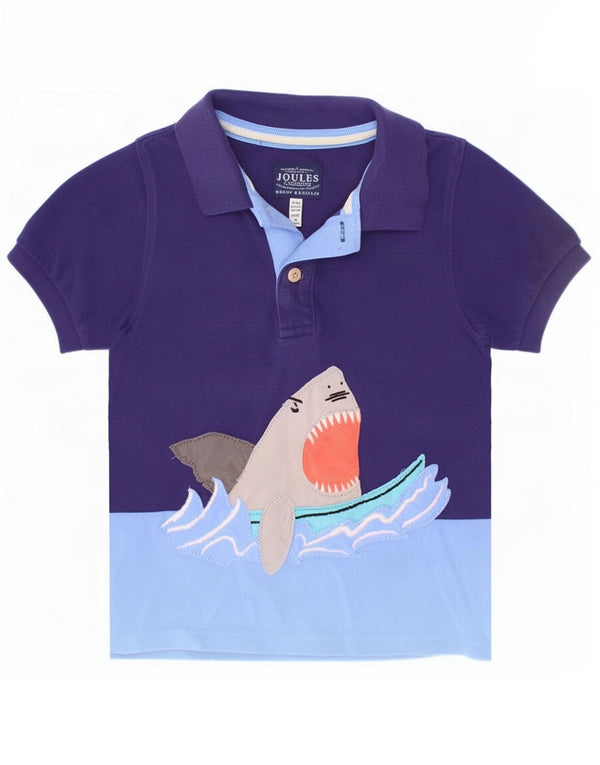 Polo grafica per ragazzi Joules 3-4 anni in cotone color block blu navy