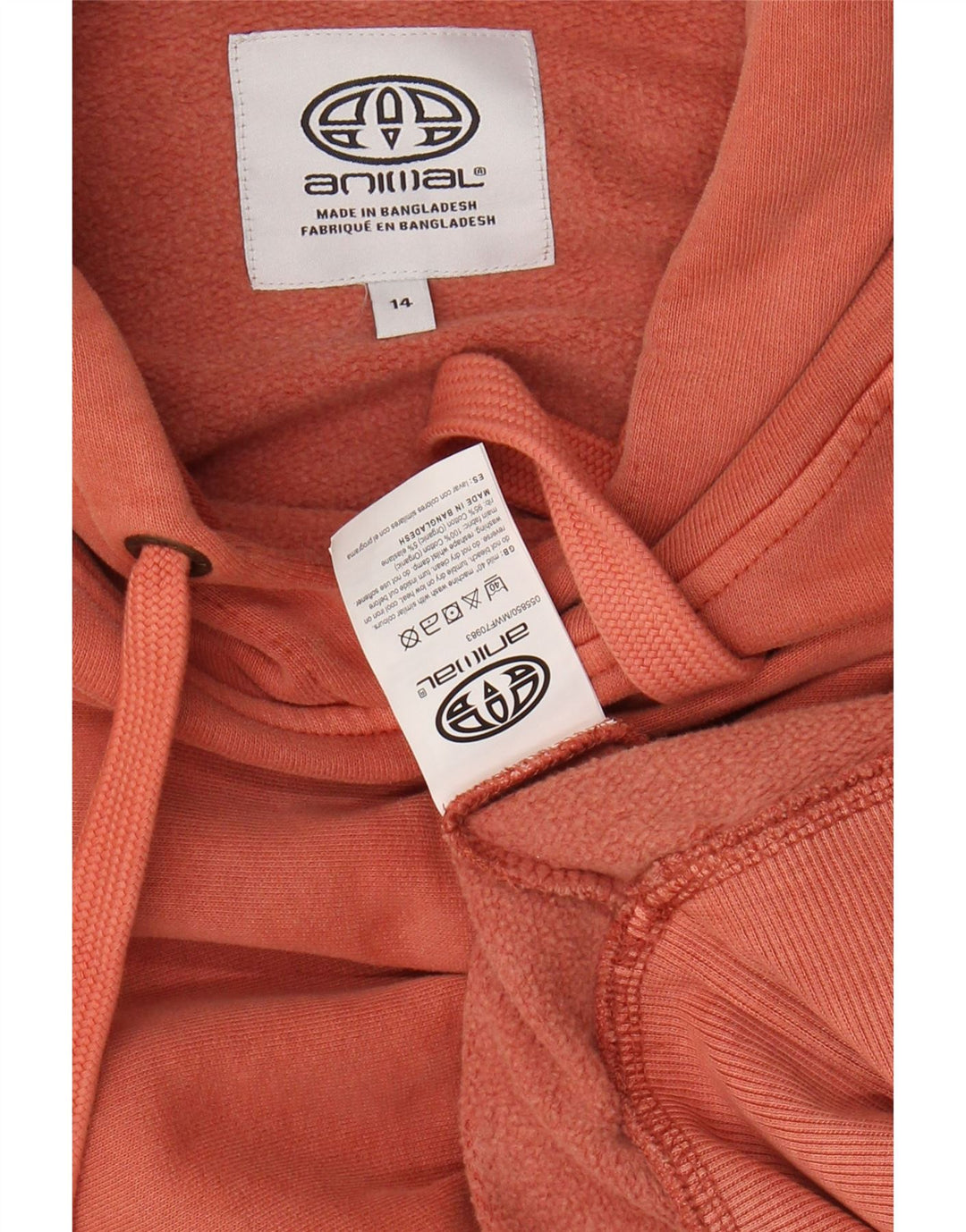 ANIMAL Maglione con cappuccio oversize con grafica da donna UK 14 Grande cotone rosa