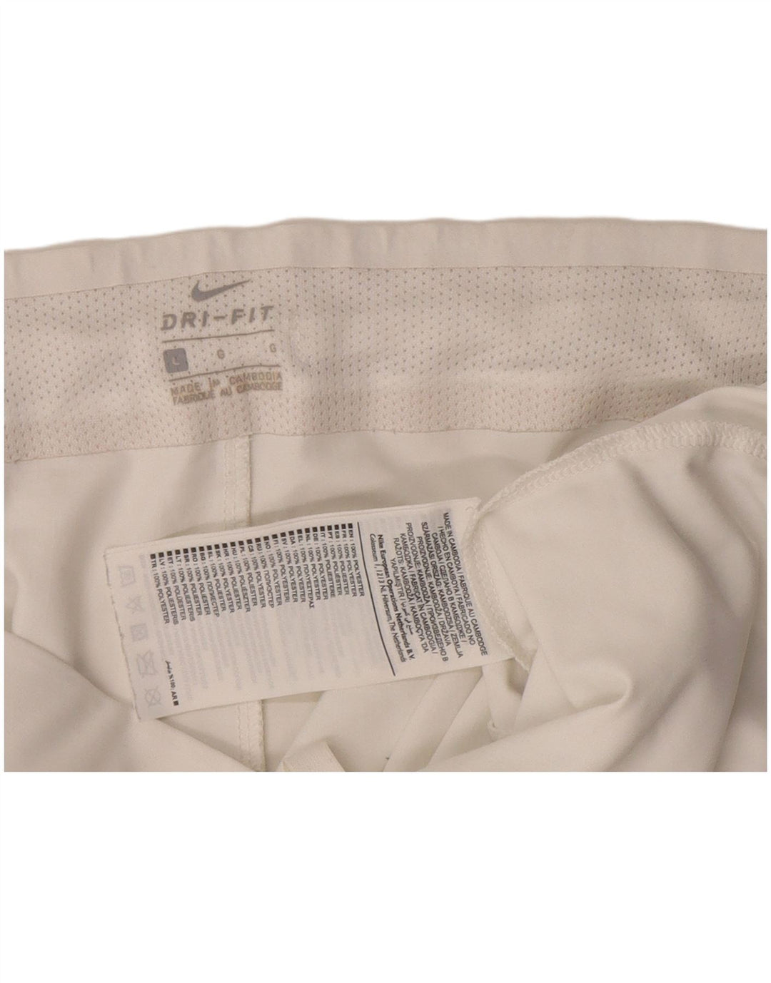 Pantaloncini sportivi Nike Dri Fit da donna UK 16 Large Bianco Poliestere