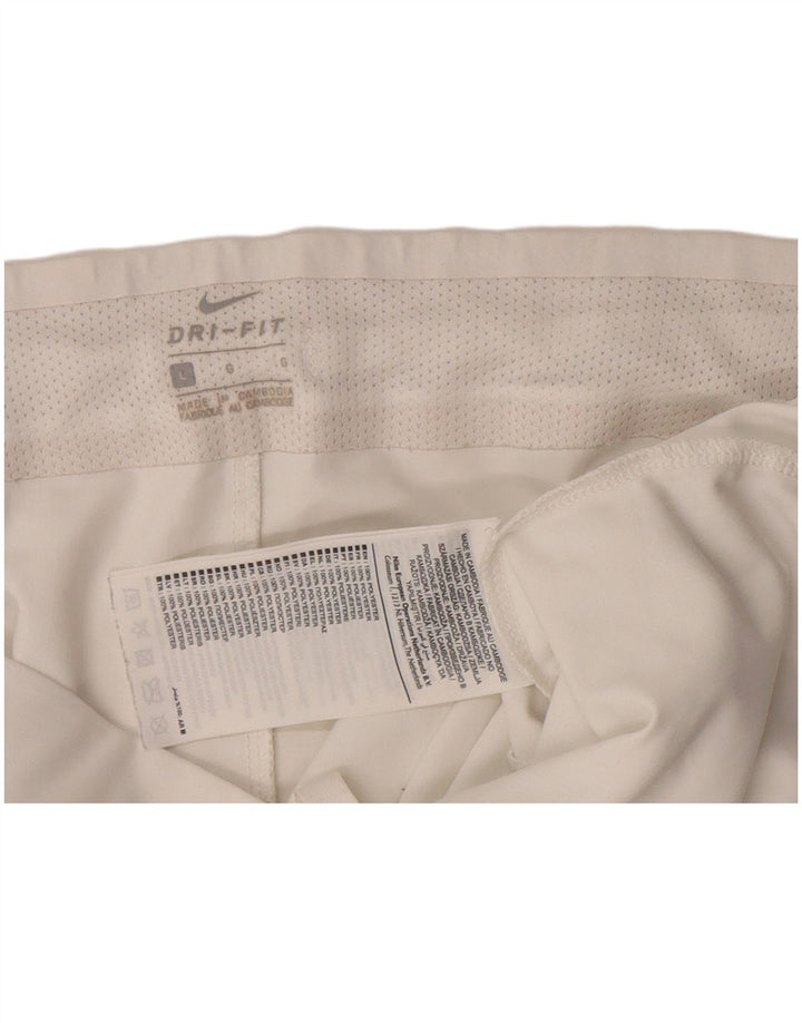 Pantaloncini sportivi Nike Dri Fit da donna UK 16 Large Bianco Poliestere