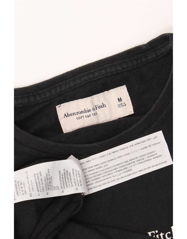 Top grafico da uomo Abercrombie & Fitch a maniche lunghe in cotone nero medio