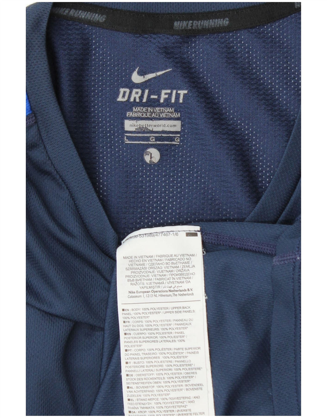 T-shirt Nike Dri Fit da uomo, taglia grande, in poliestere color block blu navy