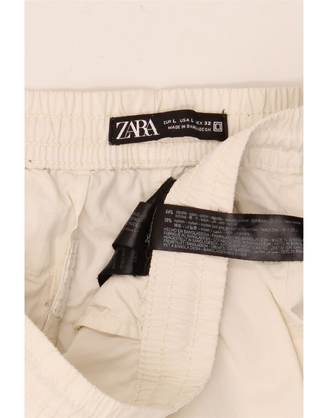 Pantaloncini cargo da uomo ZARA grandi W32 in cotone bianco
